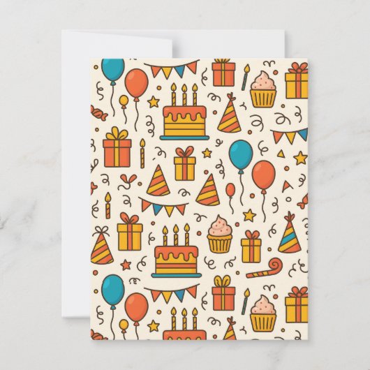 Vibrant Birthday Party Seamless Pattern Aankondiging (Voorkant)