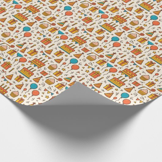 Vibrant Birthday Party Seamless Pattern Cadeaupapier (Hoek)