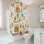 Vibrant Birthday Party Seamless Pattern Douchegordijn (In situ)
