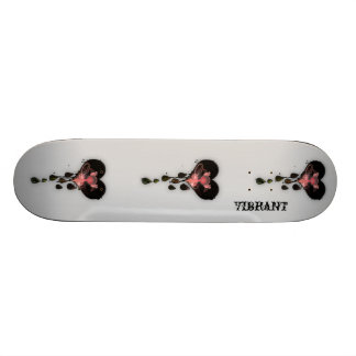 VIBRANT Black & Pink Heart Design Girls Skateboard
