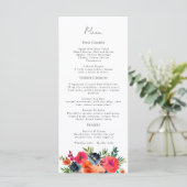 Vibrant Blauw Oranje Rood Botanisch Menu (Staand voorkant)