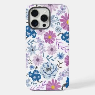 Vibrant bleu rose Fleur aquarelle peinte