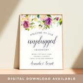 Vibrant Bloom Unplugged Wedding Ceremony Sign Poster