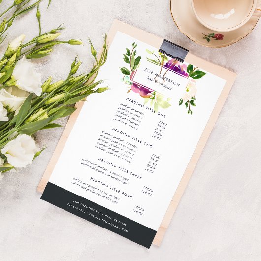 Vibrant Bloom Waterverf Floral Pricing & de Dienst Flyer