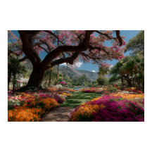 Vibrant Blossom Tree Garden Paradise View