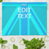 Vibrant Blue Aqua Keep Calm Jouw tekst Union Jack Theedoek (Gevouwen)