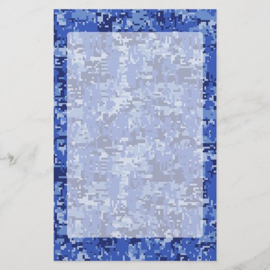 Vibrant Blue Digital Camo Camouflage Textuur Briefpapier (Voorkant)