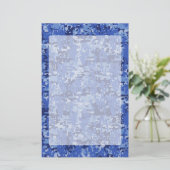 Vibrant Blue Digital Camo Camouflage Textuur Briefpapier (Staand voorkant)