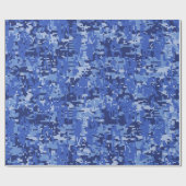 Vibrant Blue Digital Camo Camouflage Textuur Cadeaupapier (Vlak)