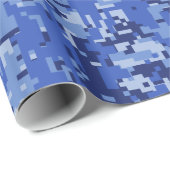 Vibrant Blue Digital Camo Camouflage Textuur Cadeaupapier (Rol Hoek)