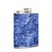 Vibrant Blue Digital Camo Camouflage Textuur Heupfles (Rechts)