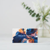 Vibrant Blue oranje Jewel Moderne Abstracte inkt Visitekaartje (Staand voorkant)