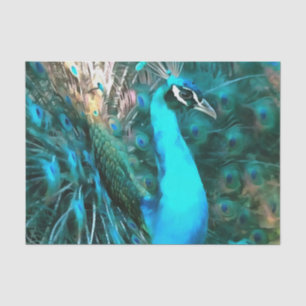 Vibrant Blue Peacococo in met gepante staart Tissuepapier