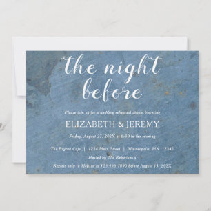 Vibrant Blue Textured Rehearsal Dinner Invitation Kaart