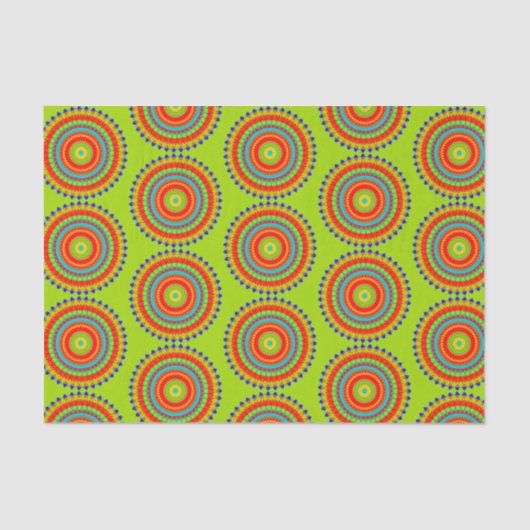 Vibrant Boho Concentric Mandala Pattern Tissuepapier (Voorkant)