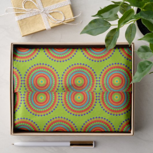 Vibrant Boho Concentric Mandala Pattern Tissuepapier (Geschenk)