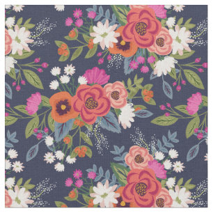 Vibrant Boho Floral Bouquets Patroon Stof
