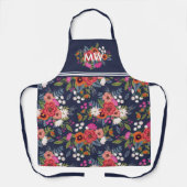 Vibrant Boho Floral Bouquets Pattern Monogram Schort (Voorkant)