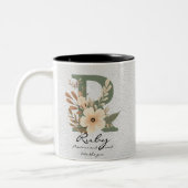 Vibrant Boho floral chic Monogramme Mug pour rubis (Gauche)