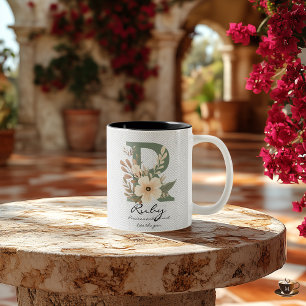 Vibrant Boho floral chic Monogramme Mug pour rubis