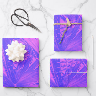 Vibrant Boho Tropical Feuille Botanique Violet ros
