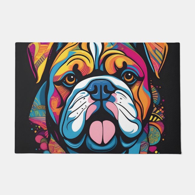 Vibrant Bulldog zwart Deurmat (Voorkant)
