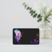 Vibrant Butterflies en Border Butterfly w/Ribbon Visitekaartje (Staand voorkant)