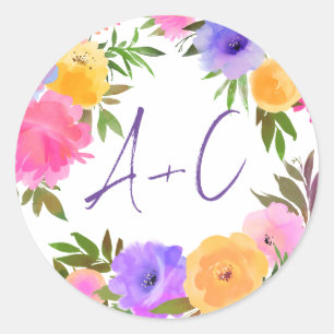 Vibrant Casual magenta Violet Yellow Ronde Sticker