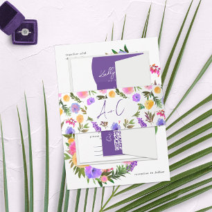 Vibrant Casual magenta Violet Yellow Uitnodigingen Wikkel