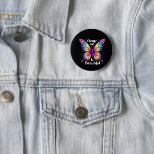 Vibrant 'Change is Beautiful' Butterfly Ronde Button 5,7 Cm