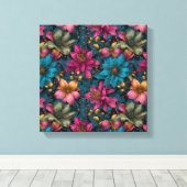Vibrant Christmas Botanical Fantasy Pattern Canvas Afdruk (Insitu (Houten vloer))