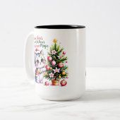 Vibrant Christmas Magic - Cozy Cat Mom Gift Tweekleurige Koffiemok (Voorkant links)