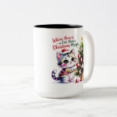 Vibrant Christmas Magic - Cozy Cat Mom Gift Tweekleurige Koffiemok (Voorkant rechts)