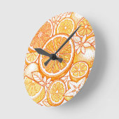 Vibrant Citrus Orange Slice Pattern Ronde Klok (Hoek)