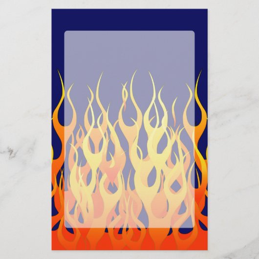 Vibrant Classic Racing Flames op Navy Blue Briefpapier (Voorkant)