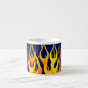 Vibrant Classic Racing Flames op Navy Blue Espresso Kop
