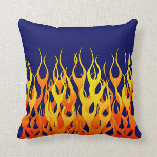 Vibrant Classic Racing Flames op Navy Blue Kussen