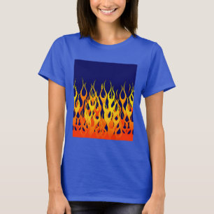 Vibrant Classic Racing Flames op Navy Blue T-shirt