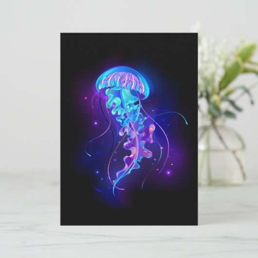 Vibrant Color Glowing Jellyfish Kaart (Staand voorkant)