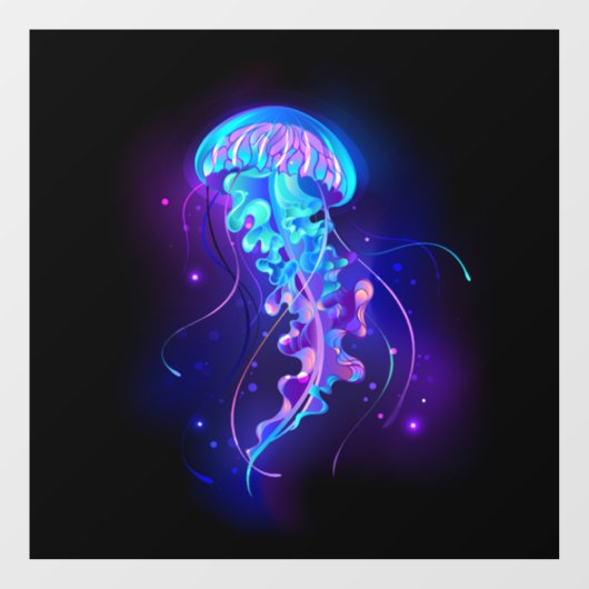 Vibrant Color Glowing Jellyfish Raamsticker (Vel)