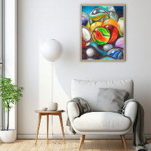 Vibrant Colored Marbles Fine Wall Art - 20x25cm