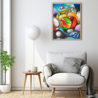 Vibrant Colored Marbles Fine Wall Art - 20x25cm Perfect Poster
