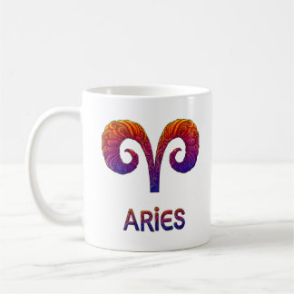 Vibrant Colorful Aries Zodiac Sign Astrology Coffe Koffiemok