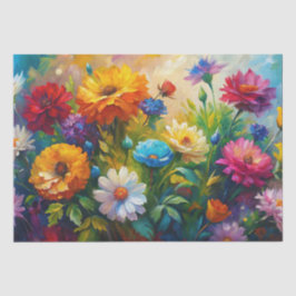 Vibrant Colorful Spring Flowers Decoupage Tissuepapier