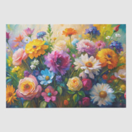 Vibrant Colorful Spring Flowers Decoupage Tissuepapier