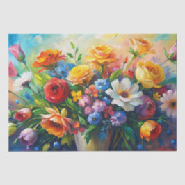 Vibrant Colorful Spring Flowers Decoupage Tissuepapier