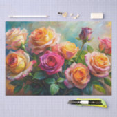 Vibrant Colorful Spring Roses Decoupage Tissuepapier (Craft)