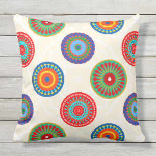 Vibrant Colorful Summer Mandala Double Sided Buitenkussen