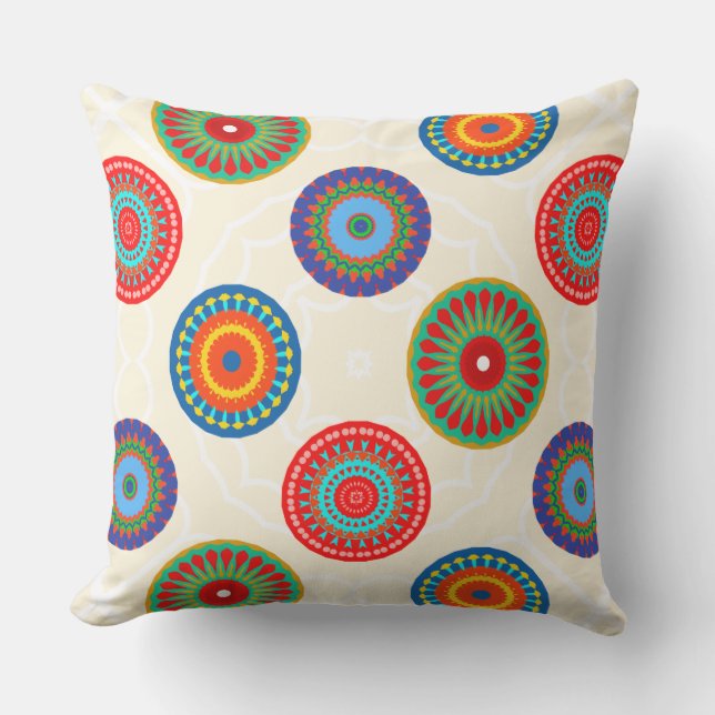 Vibrant Colorful Summer Mandala Double Sided Buitenkussen (Voorkant)
