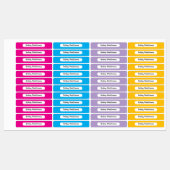 Vibrant Colors Kid Name Rectangle Name Sticker (Feuille)